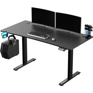 ULTRADESK - Level V2 Höhenverstellbarer Schreibtisch - Elektrischer Computertisch - 140x68 cm, für Gaming, Büro, Homeoffice - Gamingtisch, Computer Desk - Schwarz