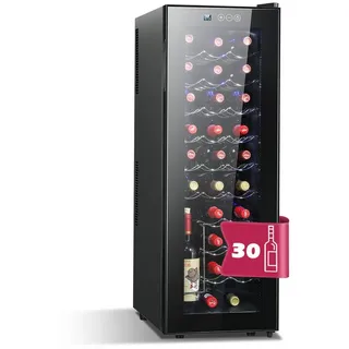 oyajia Weinkühlschrank Weinkühlschrank JC-78SW für 30 Standardflaschen á 0,75l,Wein Flaschenkühlschrank Weintemperierschrank Weinschrank Kühlschrank schwarz