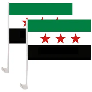Lpitoy Syrien-autoflaggen, Syrische Autoflaggen, 2 Stück, Kleine Syrien-Flagge Für Auto, Syrische Flaggen Stangen, Flagge Der Arabischen Republik Syrien Für Auto, Fahrzeug, LKW
