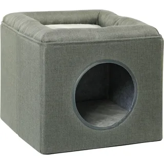 PawHut Katzenhöhle mit 2 Ebenen, Katzenbett mit Kissen,