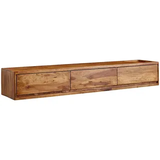 FineBuy TV-Board Kommode 160cm hängend Sheesham Massivholz TV Lowboard mit 3 Schubladen