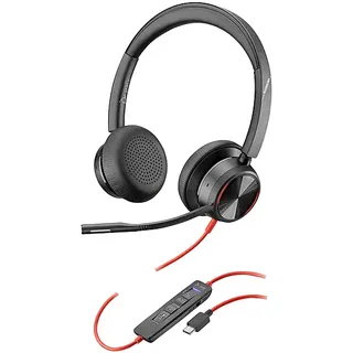 Poly Blackwire 8225 USB-C Stereo-Headset + USB-C/A-Adapter, ANC, MS-Teams