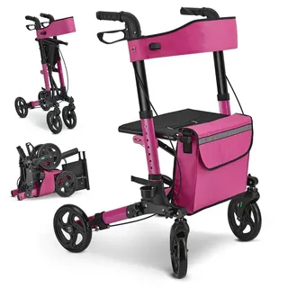 Juskys Aluminium Rollator Vital mit Sitz Lila