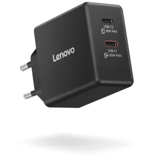 Lenovo Dual USB-C 65W GaN-Ladegerät/ Netzteil Schwarz inkl. USB-C Kabel (1,5m)