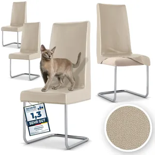 Innerspace Stuhlhussen 4er Set in Beige | Blickdichte, Wasserabweisende, Elastische Stuhlbezüge für Kinder & Haustiere | Stuhl Überzüge für Schwingstühle/Freischwinger – Jetzt Set wählen!