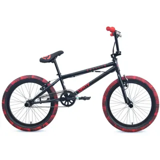 chilliz BMX Freestyle 20 Zoll XB.02 schwarz-rot Kinder Erwachsene V-Brake 360° Rotor - Schwarz