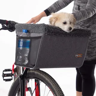 K&H Pet Products Fahrradkorb für Hunde, universelle Passform, für Katzen, Hunde, Haustiere, Fahrradkorb mit Vorderradhalterung im Lieferumfang enthalten, waschbares Futter, starker Metallkorb, 2
