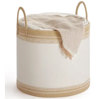 Songmics Wäschekorb 90 L mit Deckel und Griff 50 x 50 x 46 cm Kamelbraun