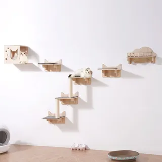 Vevor Kletterwand Katzen Wandliege Katzenliege Katzenbett Katzenregal 5er-Set