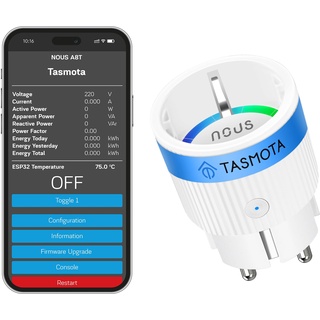 Nous A8T, Wlan smart plug, 10A mini wifi steckdosen mit stromverbrauch stromzähler, zeitschaltuhr, Kompatibel mit Matter, Alexa, Google Home Assistant, MQTT,