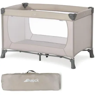 hauck Dream N Play, Beige - Baby & Kinder Reisebett mit Tragetasche ab Geburt bis 15 kg, Schnell & Kompakt Faltbar, Große Netzfenster