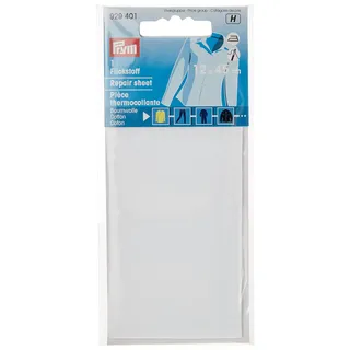 Prym Consu Aufbügelbare Reparaturfolie, Cotton, Weiss, 12 x 45 cm Größe, Weiß