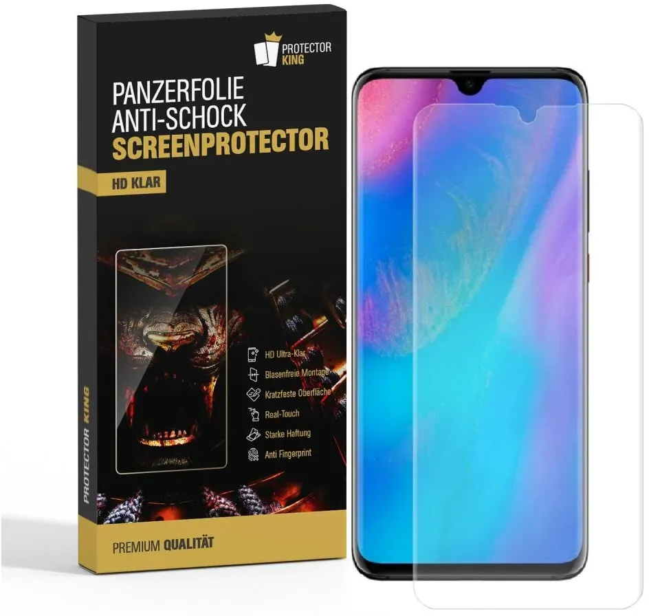 2x Panzerfolie für Huawei P30 ANTI-SHOCK Displayschutz Schutzfolie HD-KLAR PET Kunststoff Displayfolie Folie