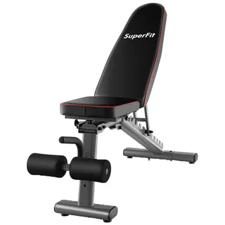 Costway Hantelbank klappbar, Fitnessbank verstellbar, Trainingsbank für zuhause multifunktion, Schrägbank tragbar mit 2 Rädern, für Ganzkörper-workout, bis 300 kg belastbar