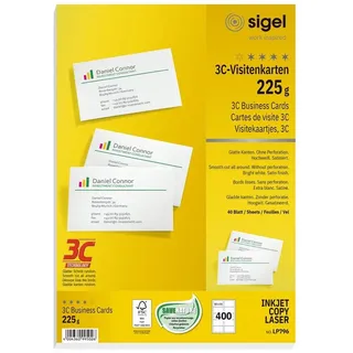 Sigel Visitenkarten LP796 satiniert weiß 225 g/qm