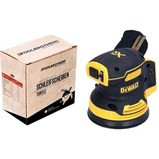 DeWalt DCW 210 N Akku Exzenterschleifer 18 v 125 mm Brushless Solo + 1x Toolbrothers TURTLE Schleifscheiben Set