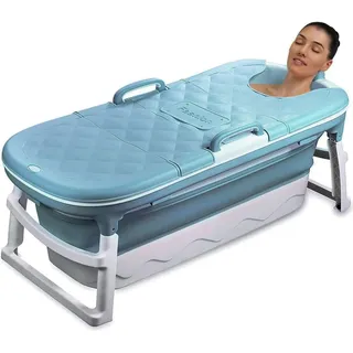 CRS faltbare Badewanne Erwachsene 138cm Länge | Klappbare mobile Badewanne für Dusche und Badezimmer | tragbare Klappbadewanne zum Aufstellen Blau
