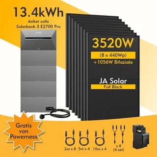 Anker SOLIX Solarbank 3 E2700 Pro, 6-8 Solarmodule, mit MC4 Kabel