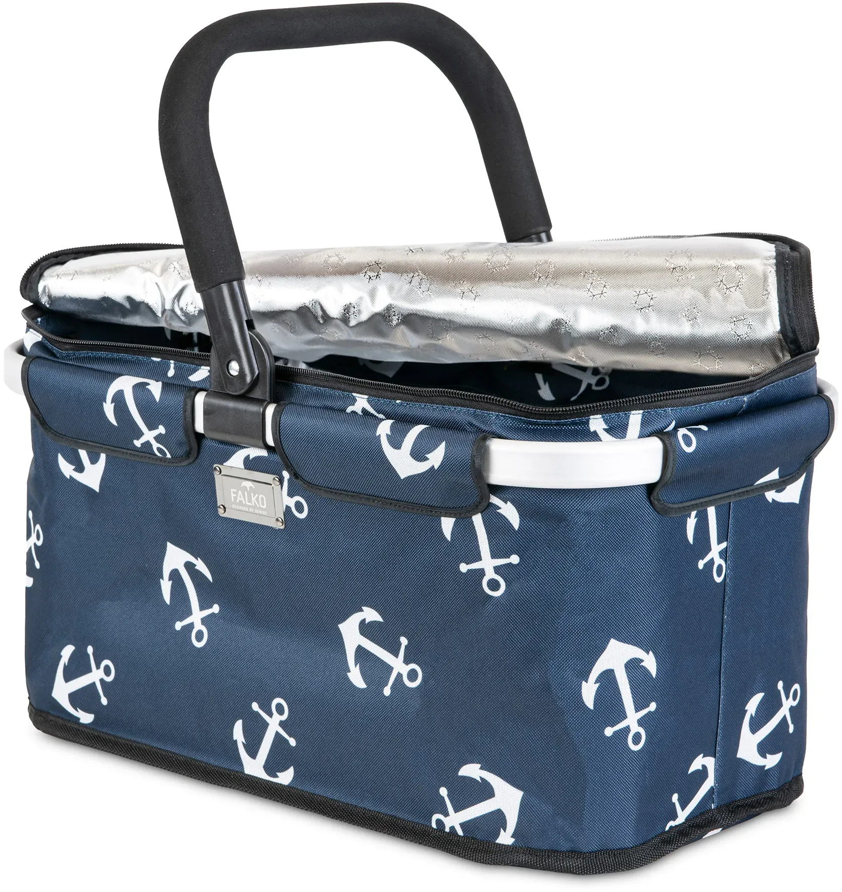 GENIUS Faltbarer Thermo-Einkaufskorb FALKO THERMO 25 Liter blau mit weißen Anker...