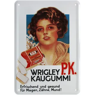 Blechpostkarte Wrigley KAUGUMMI ERFRISCHEND 10x14cm Blechkarte PKM 35