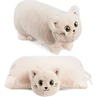 Kuscheltier-Kissen Katze - 2 in 1 Plüschtier und Kuschelkissen - 40 x 30 cm Kuschelkatze, Beige - Beige