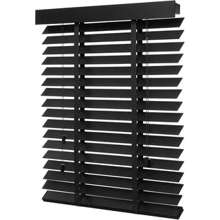 Ventanara® Holzjalousie 50mm Holz Jalousie Matt Jalousette Echtholz (160 x 180 cm, schwarz)