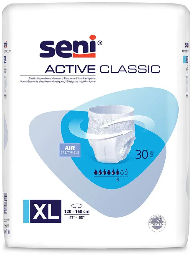 Seni Active Classic Windelhosen XL, 120 - 160 cm, 1550 ml 3 x 30 = 90 Stück