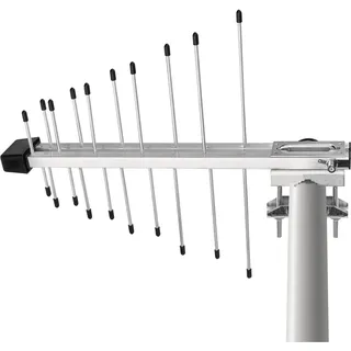 EMOS J0806 Universal-Antenne, DVB-T2 Antenne mit Verstärker - für Außen - Aktive Antenne Village - 0-100 km Fernempfang - Integrierter LTE/4G/5G-Filter - Für DVB-T/DVB-T2 Receiver und Fernseher