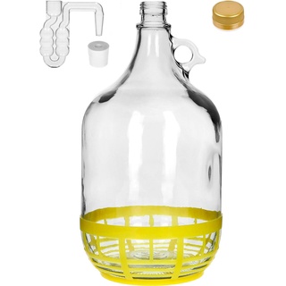 lilawelt24 5L Flasche +Gummistopfen + Gärröhrchen Gärballon Set Weinballon Gärbehälter/brauen Wein Machen