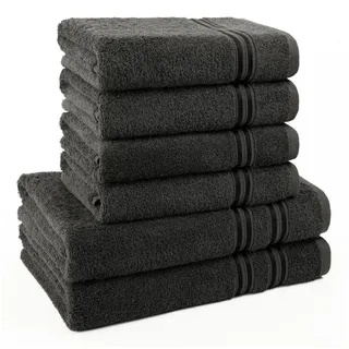 hammetex Handtuch Set, 100% Baumwolle Weich Saugstark Qualität Handtücher Set, 2 Badetücher 70x140 cm, 4 Handtücher 50x100 cm, Anthrazit
