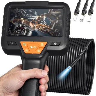 15M Endoskopkamera mit Licht, IP67 wasserdichte Inspektionskamera mit 4.3-Zoll-IPS-Bildschirm, 1080P HD Rohrkamera mit 8 Einstellbaren LEDs, kanalkamera-Gadgets für Männer (15Meter)