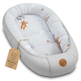 Totsy Baby Babynest babynestchen neugeborene 90 x 50 cm baby nestchen tragbar nest für bett kinder kuschelnest coccon für Jungen und Mädchen Teddybären