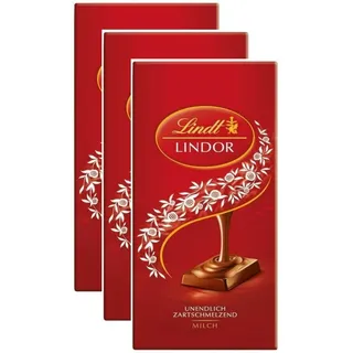 Lindt Lindor Milch - Vollmilch Schokolade - 3 Tafeln je 100 Gramm