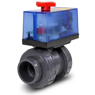 Peraqua Praher 2-Wege PVC Kugelhahn d63 mm mit Stellantrieb 12-24V