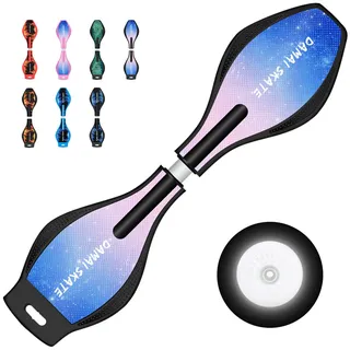Waveboard Kinder ab 8 Jahre, Snakeboard mit ABEC-7 Kugellager, Skateboard mit Leuchtrolle, Streetsurfing Waveboards für Mädchen Junge und Jugendliche, Bis 100 kg, 86x23x9 cm,6