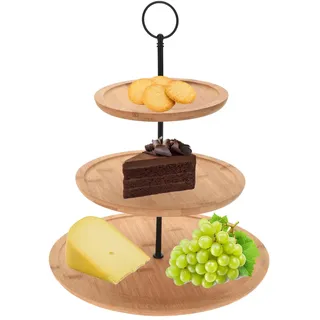 Mojawo 3-stöckige Bambus Etagere Servierregal Servierständer Ständer Telleretagere Ø28xH35cm