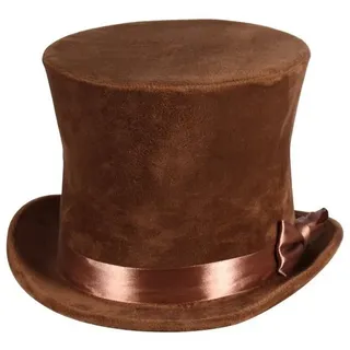 Thetru Kostüm Zubehör Zylinder mit Hutband braun Karneval Fasching Gr. 59/60