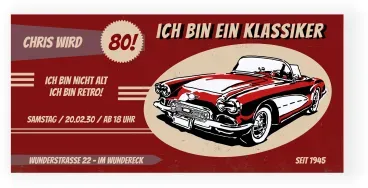 Einladungskarte 80. Geburtstag: Klassiker 80 in Dunkelrot