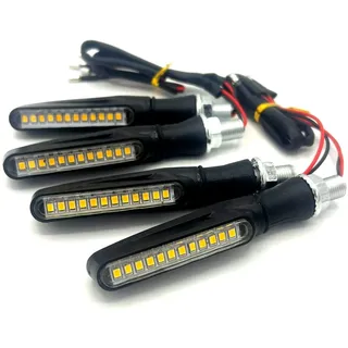 HSXL - 4 Stück LED-Motorrad-Blinker dynamisch – Motorrad-Blinker – universell – biegbar – dynamisch – Blinker – Blinker – eingebaute...