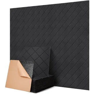 Quadratische Akustikplatten selbstklebend 12 Stück I Schallabsorber mit hoher Dichte für Wand Decken Holz & Tür - Akustikpanel Akustikpaneele Schallschutzplatten Akustikplatte