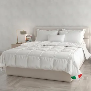 Sommerdecke Prestige, leichte Daunendecke für Doppelbett, atmungsaktiv, gefütterte Tagesdecke für Einzelbett, 100 % in Italien hergestellt, maschinenwaschbar (Einzelbett, 150 x 200 cm)