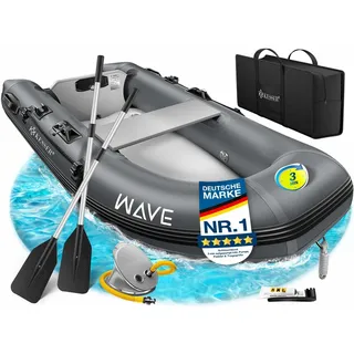 KESSER Schlauchboot aufblasbares Paddelboot für 2 Personen, motorisierbar, 2,30m, WAVE Motor geeignet grau 135 cm x 230 cm x 45 cm