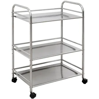 Eyepower Edelstahl Küchenwagen 3 Etagen 60x35x77 cm Servierwagen Teewagen Bad-Rollwagen