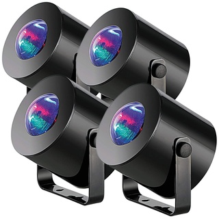 Lunartec Discolampe: 4er-Set Mobile Mini-LED-Discolichter mit Batteriebetrieb (Discolicht für zu Hause, LED-Disco-Projektor)