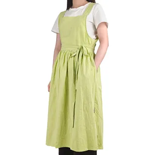 Small snail Weiche Schürze aus Baumwolle Japanischer Stil Frauen Schürze Beidseitig Tragbare Schürzen mit Tasche für Blumenladen Cafe Handwerken Backen Lässige Einfarbige Schürzen