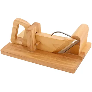 Mqwdxzfes Manueller Wurstschneider, Holz Wurst-Schneidemaschine mit Klinge, Salamischneider Wurst-Guillotine Gemüse Schneider Brotschneidemaschine Wurst-Schneidebrett für Speck, Würste, Schinken