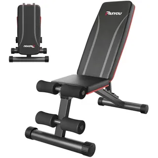 PASYOU Hantelbank Klappbar Verstellbar, Multifunktions Trainingsbank Schrägbank für Ganzkörper-workout,7 in 1 Fitnessbank für zu Hause oder im Fitnessstudio, 230kg Gewichtskapazität