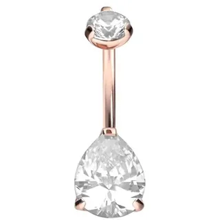 PIERCINGLINE Bauchnabelpiercing Titan Bananabell mit Innengewinde KRISTALLTROPFEN (Bananabells, 1-tlg) goldfarben|rosa Stablänge: 8mm - Ausführung: Kleiner Tropfen (8x10 mm)