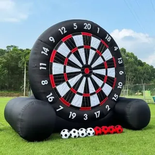 Aufblasbare Dartscheibe Fußball, Dartscheibe Outdoor, 3M Aufblasbare Hochhaftende Zielscheibe mit 370W Gebläse 8 Bälle, Riesiges Fußball-Dartspiel für Hinterhof/Partys, Wasserdichtes Outdoor-Sport-Set