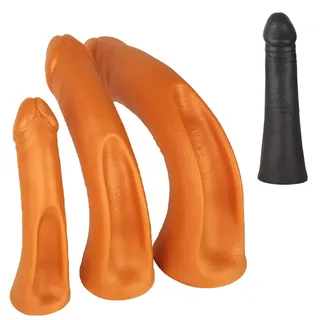 Jixaxe Extra Riesig Analdildo Weich Silikon Analplug Realistischer Penis mit Starker Saugnapf Dildo G-Punkt Prostata Stimulation Anale Dilatation SM Sex Spielzeug für Frauen Paare Männer(Gold XL)